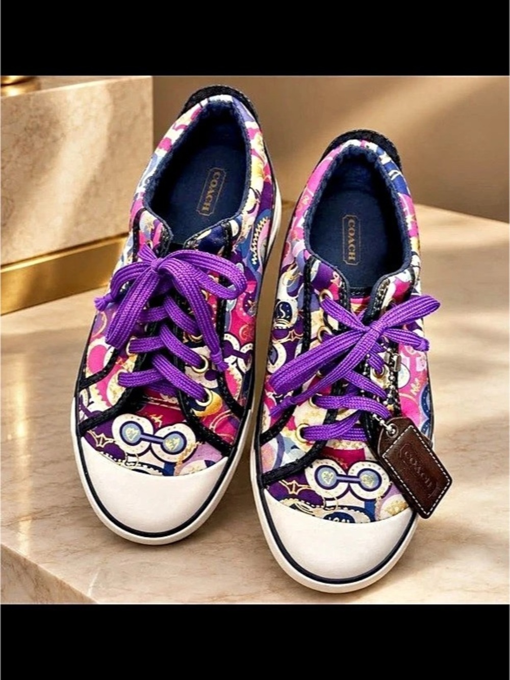 Coach Paisley Sneakers in Purple & Black